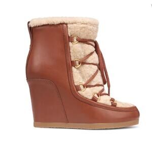 Veronica Beard Elfred Shearling Wedge Booties - Size 7 (new)